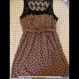 Forever 21 Black and Tan Polka Dot Dress
